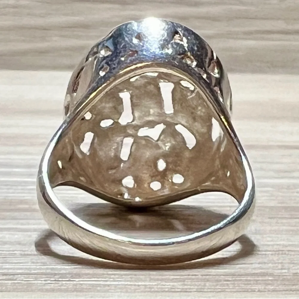 Vintage Designer Marsala Sterling Silver Pebble Cut-Out Dome Ring, Size 6.75